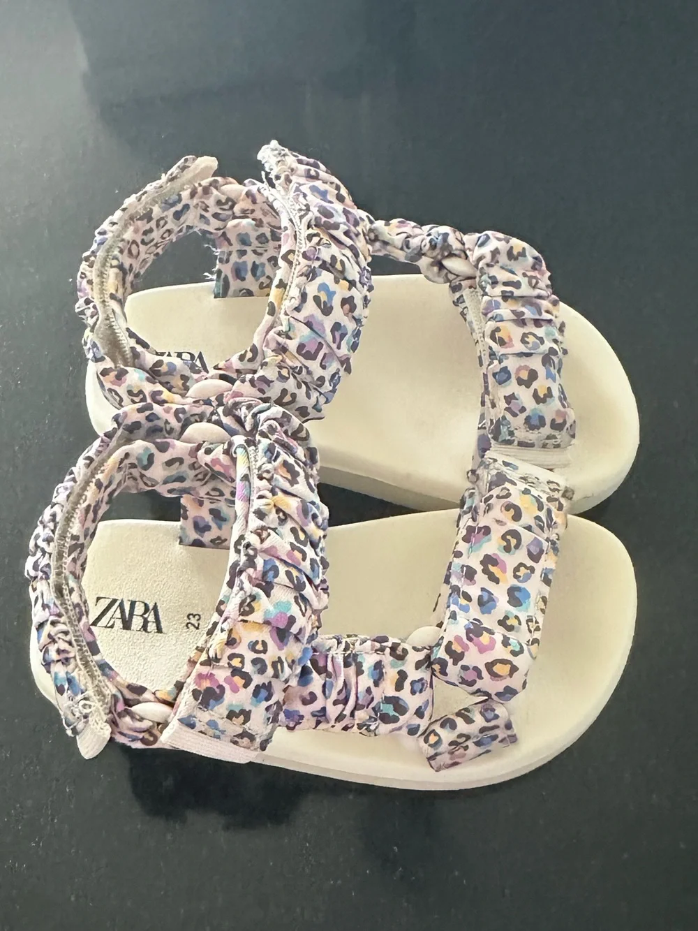 Zara Pink Multicolor Leopard Print Kids Sandals